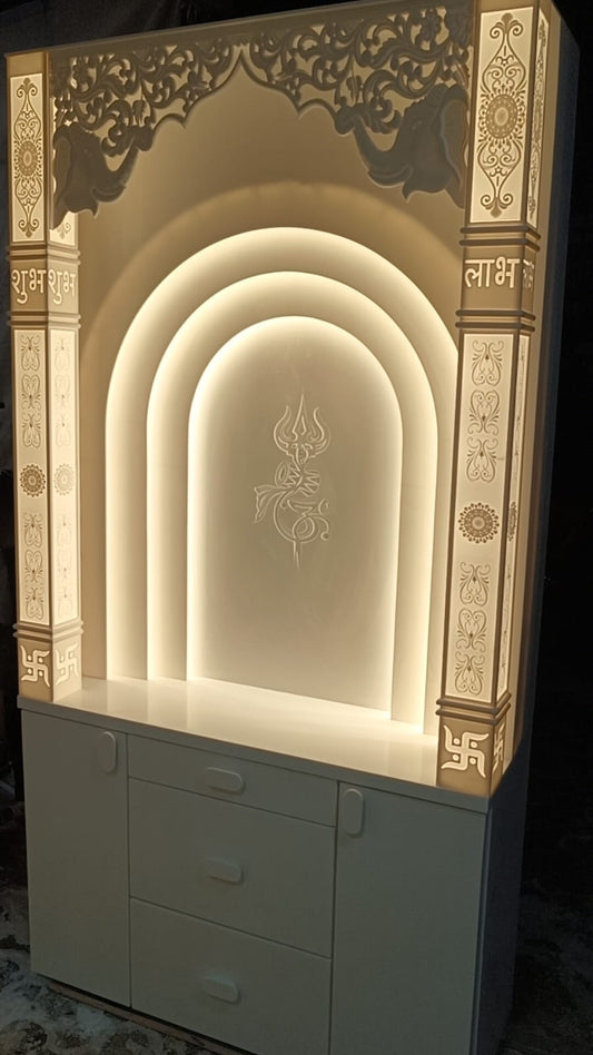 Corian temple with 3 layers and trishul