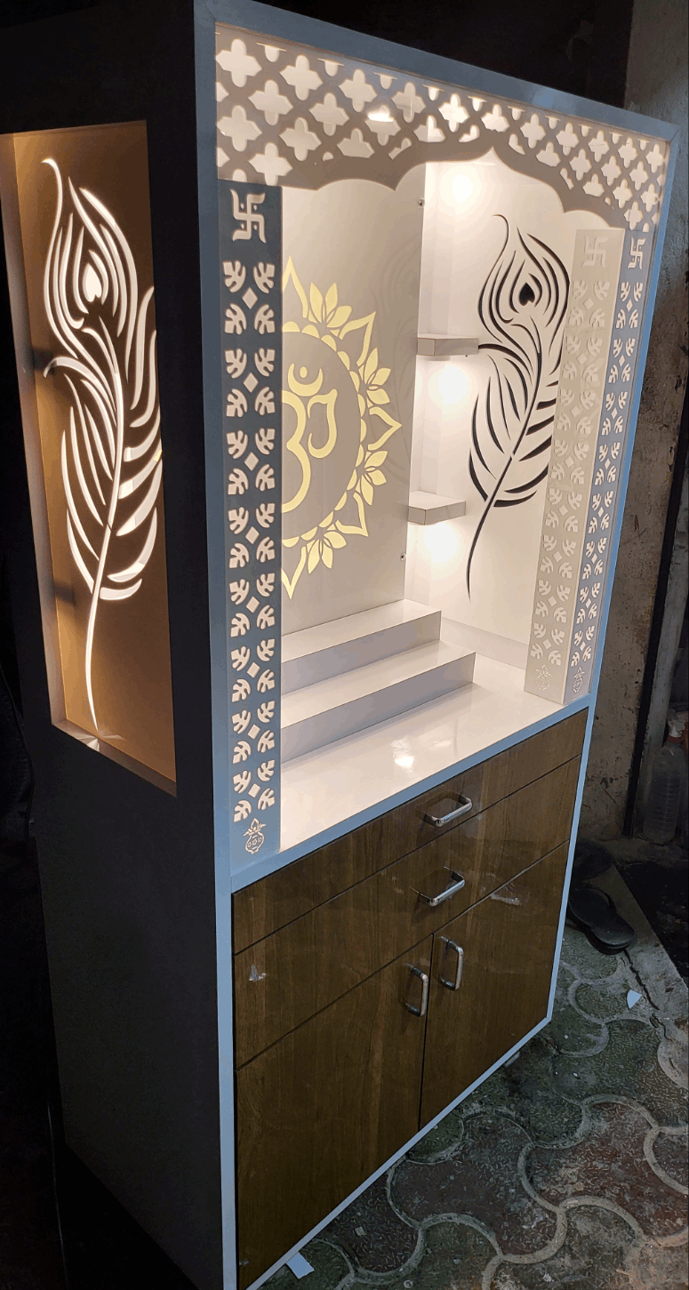 Acrylic Mandir Design Home temple size 4ft x 2.5ft x 1.5ft corian mandir mumbai
