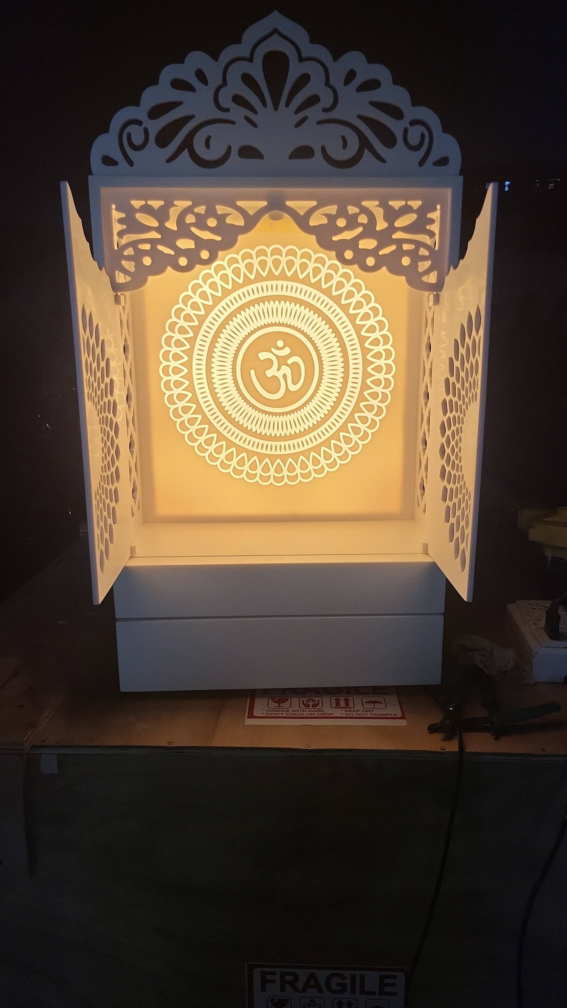 Compact corian Mandir with door wallmount temple corian mandir mumbai