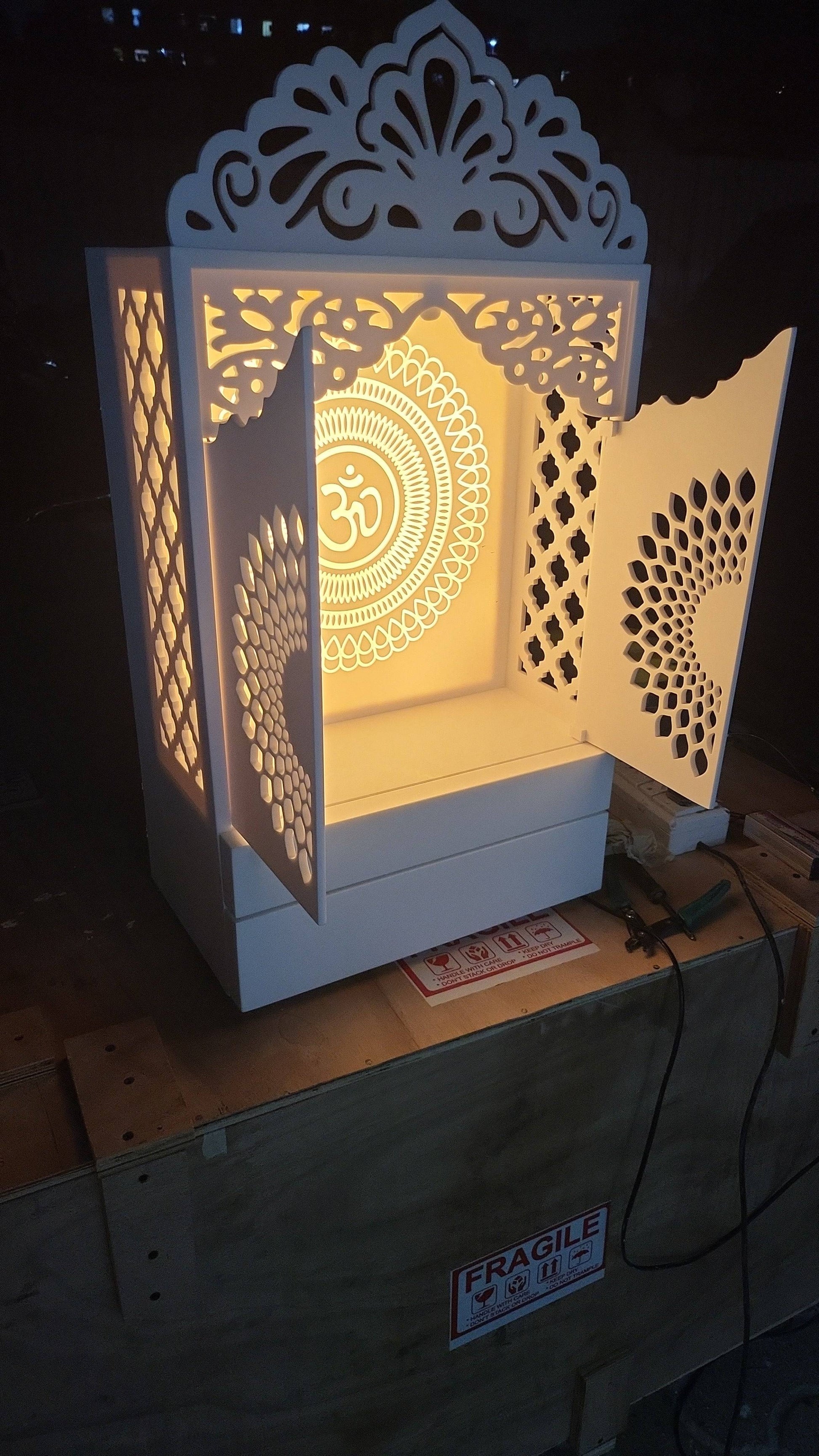 Compact corian Mandir with door wallmount temple corian mandir mumbai