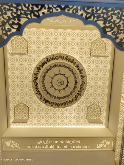 Latest corian temple design backlit 3d om zharokha