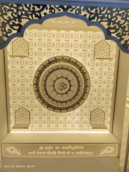 Latest corian temple design backlit 3d om zharokha