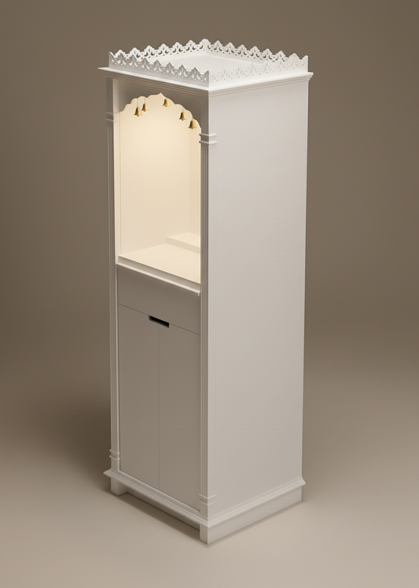 White corian cabinet mandir affordable mumbai