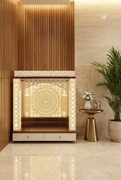 Acrylic Temple for Home — Flat-Pack 4ft Pooja Mandir — Luxury Home Interior — Satguru Creations