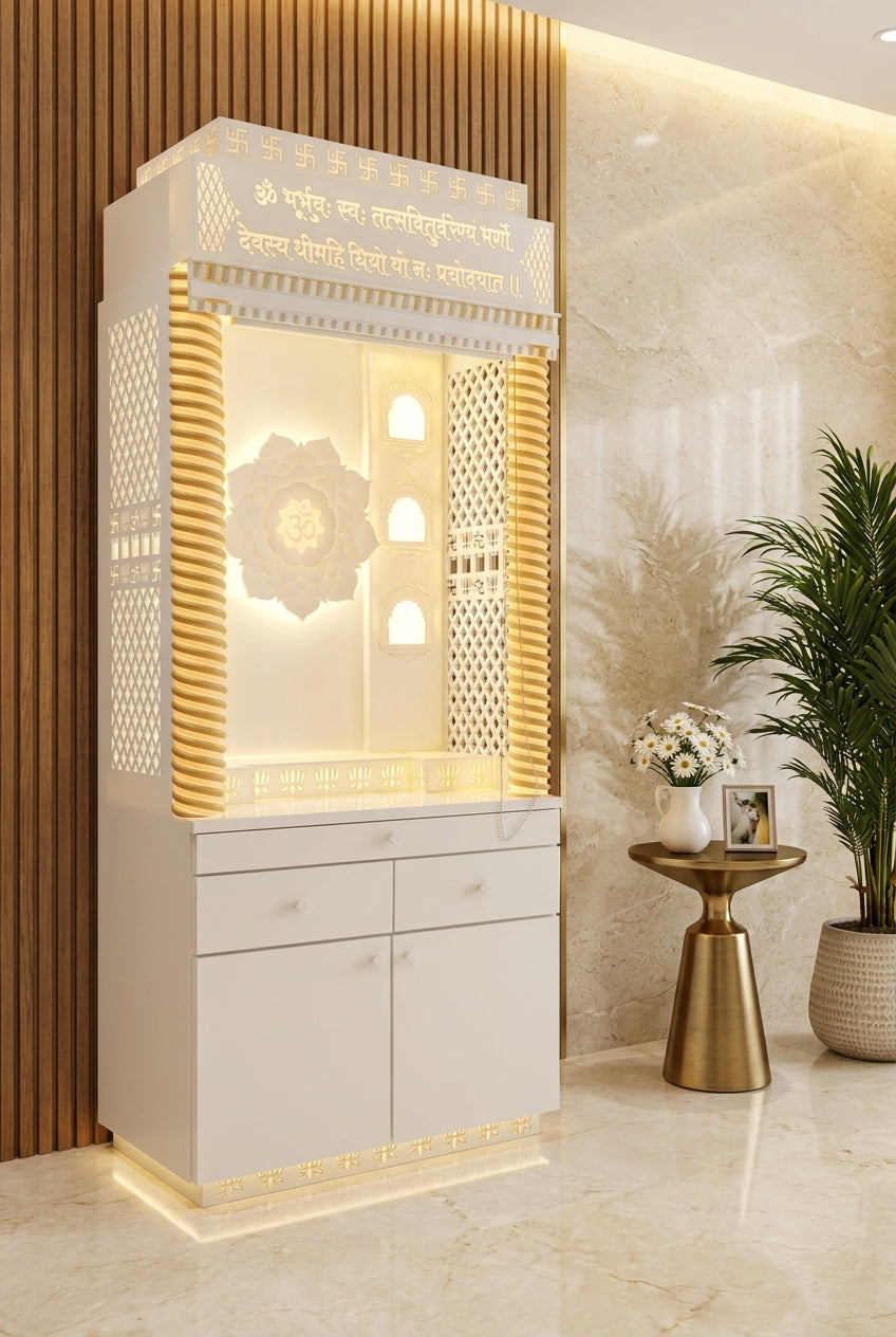 Beautiful Corian Mandir — Latest 2026 Designer Home Temple — Luxury Home Interior — Satguru Creations