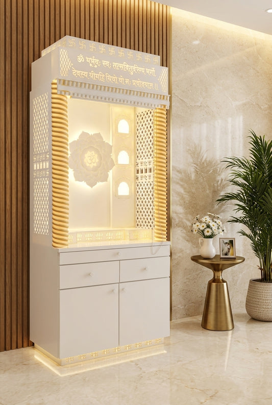 Beautiful Corian Mandir — Latest 2026 Designer Home Temple — Luxury Home Interior — Satguru Creations