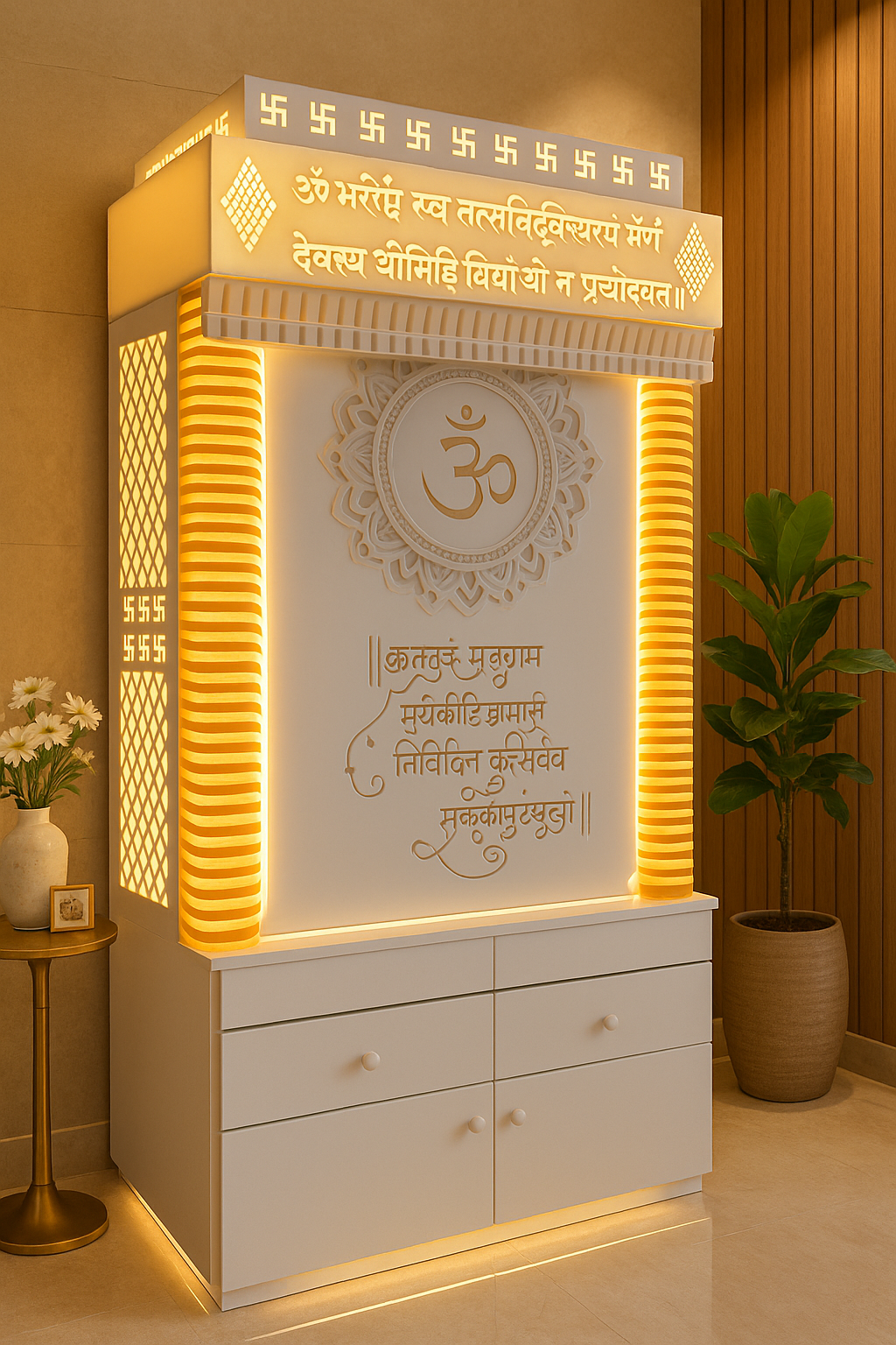 Beautiful Corian Mandir — Latest 2026 Designer Home Temple — Luxury Indian Home Interior — Satguru Creations