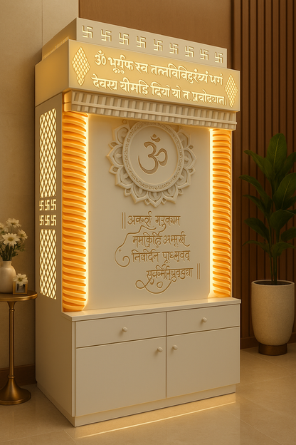 Beautiful Corian Mandir — Latest 2026 Designer Home Temple — Luxury Indian Home Interior — Satguru Creations