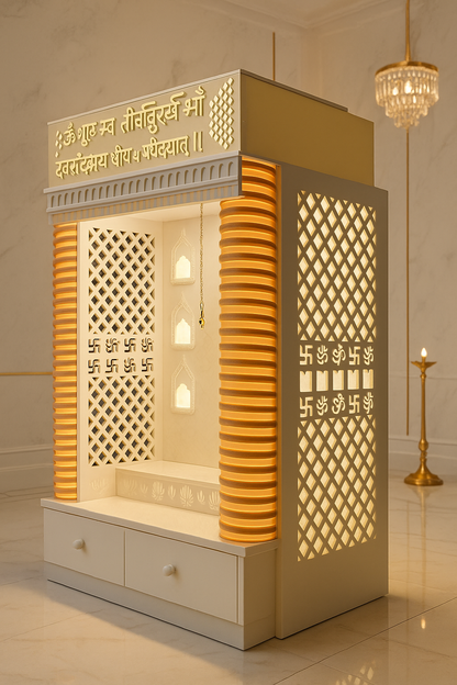 Beautiful Corian Mandir — Latest 2026 Designer Home Temple — Luxury Indian Home Interior — Satguru Creations