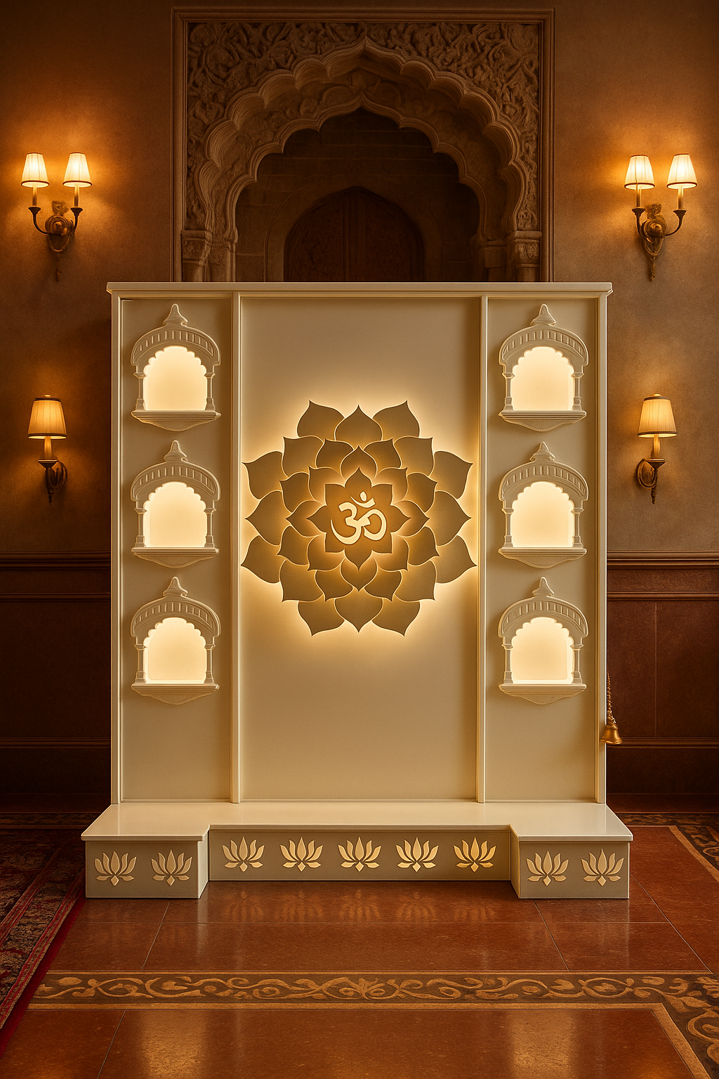Beautiful Corian Mandir — Latest 2026 Designer Home Temple — Luxury Indian Home Interior — Satguru Creations