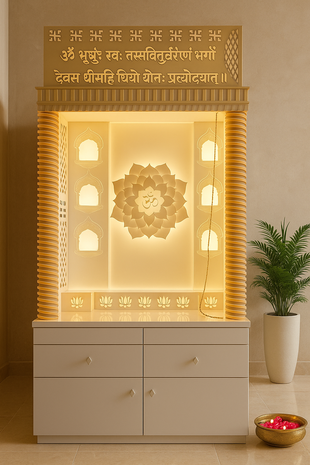 Beautiful Corian Mandir — Latest 2026 Designer Home Temple — Luxury Indian Home Interior — Satguru Creations