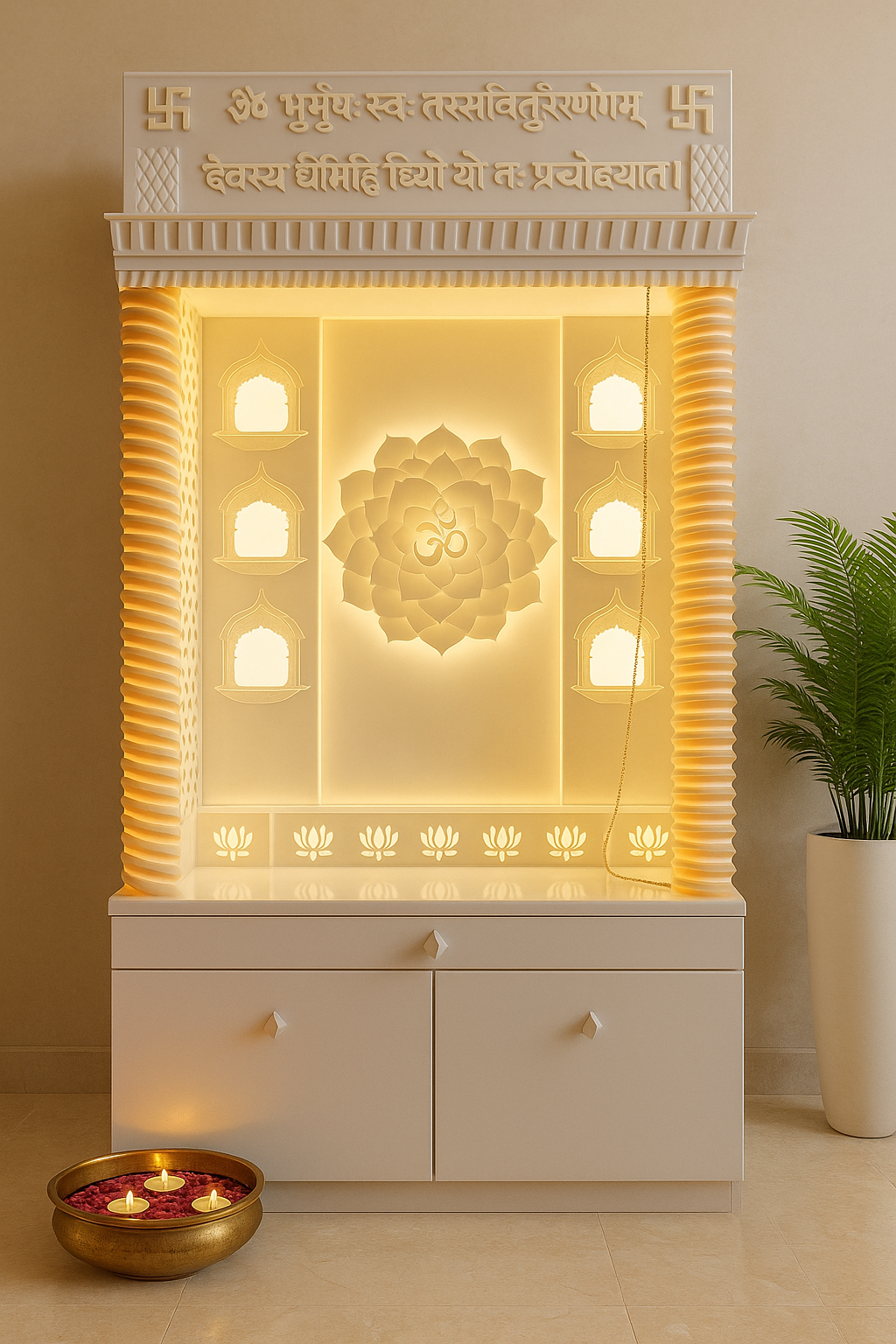 Beautiful Corian Mandir — Latest 2026 Designer Home Temple — Luxury Indian Home Interior — Satguru Creations