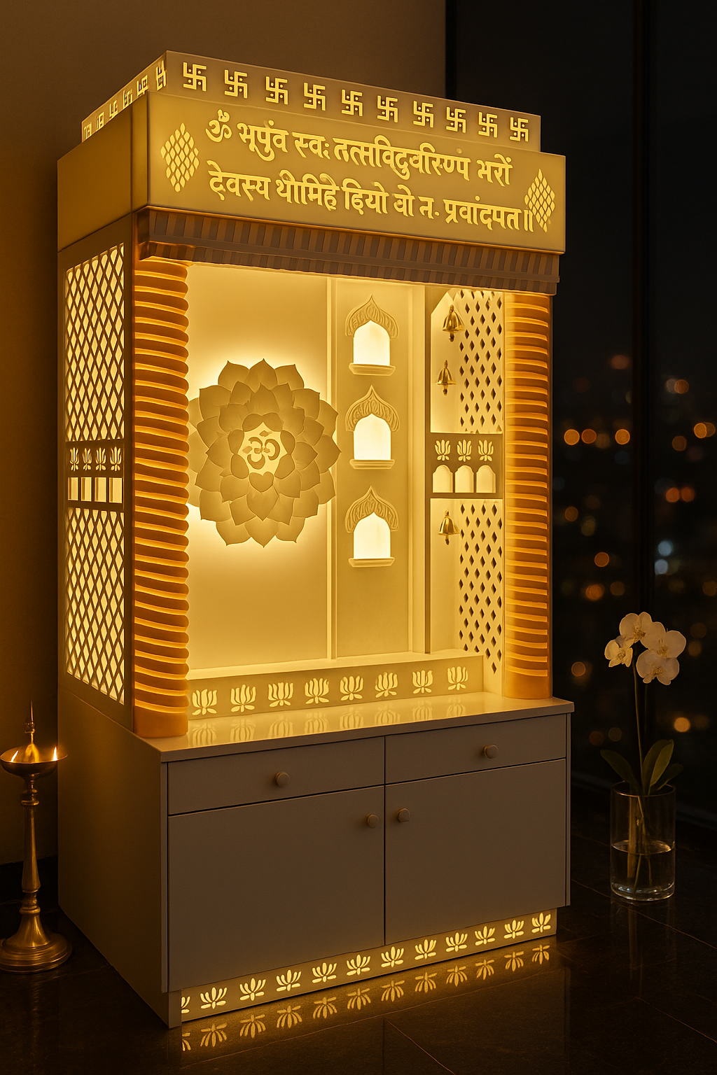 Beautiful Corian Mandir — Latest 2026 Designer Home Temple — Luxury Indian Home Interior — Satguru Creations