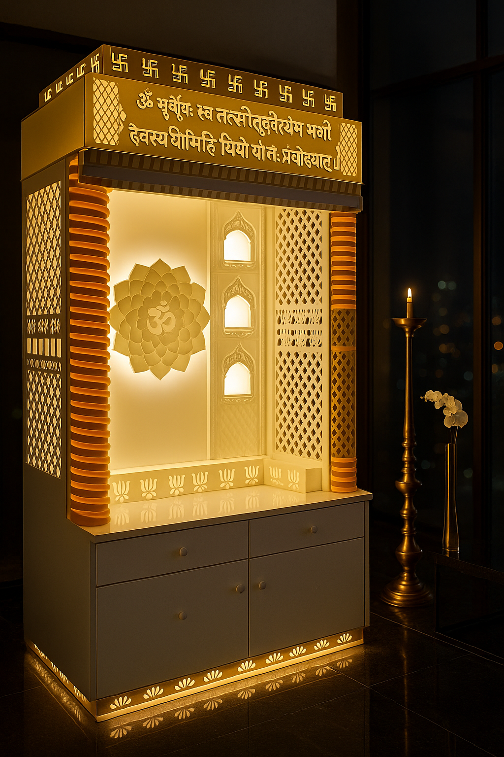 Beautiful Corian Mandir — Latest 2026 Designer Home Temple — Luxury Indian Home Interior — Satguru Creations