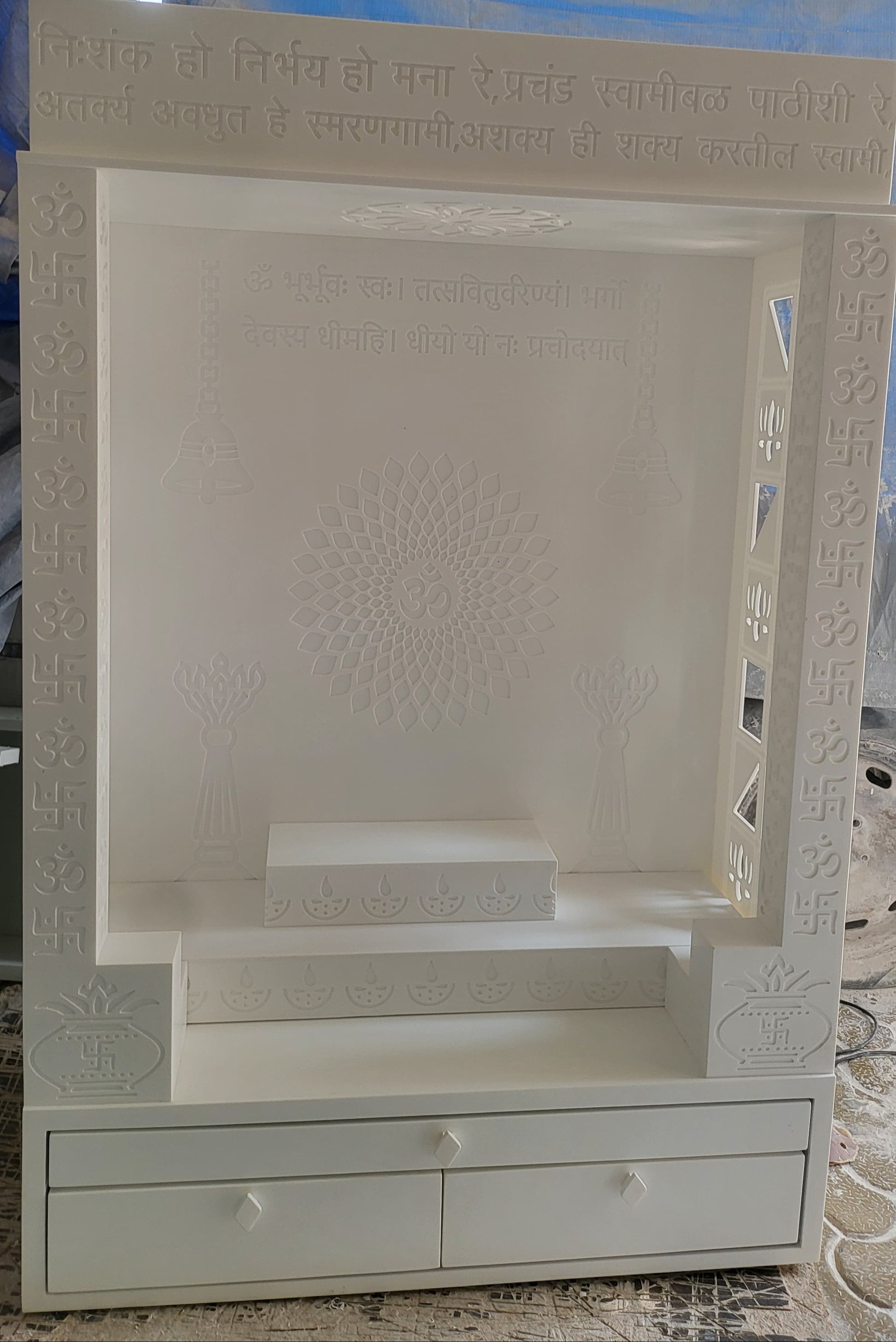 ELEGANT corian mandir design