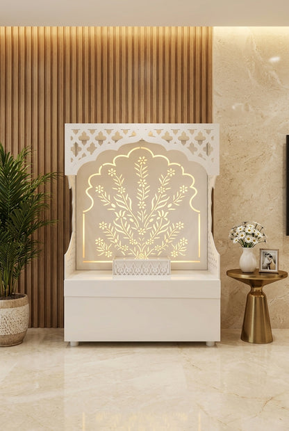 Buy Acrylic Mandir for Home Online — Custom Pooja Unit — Luxury Home Interior — Satguru Creations