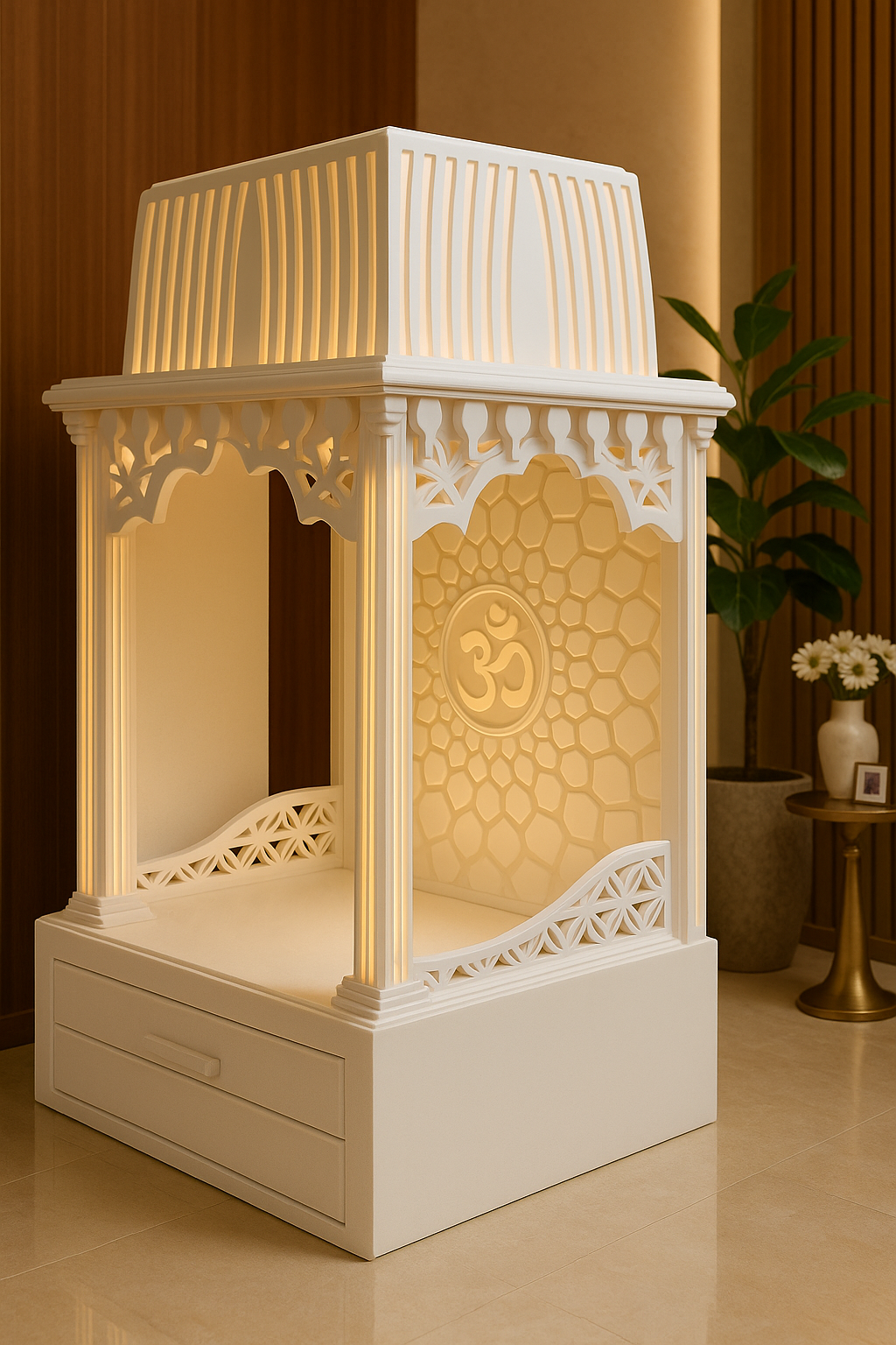 Buy Corian Mandir Online — Pan-India and Export Home Temple — Luxury Indian Home Interior — Satguru Creations