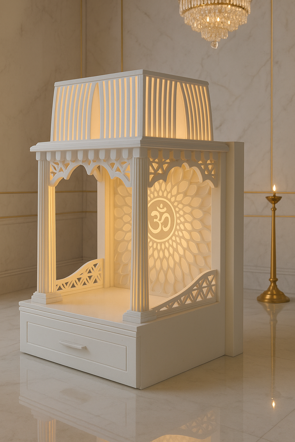 Buy Corian Mandir Online — Pan-India and Export Home Temple — Luxury Indian Home Interior — Satguru Creations