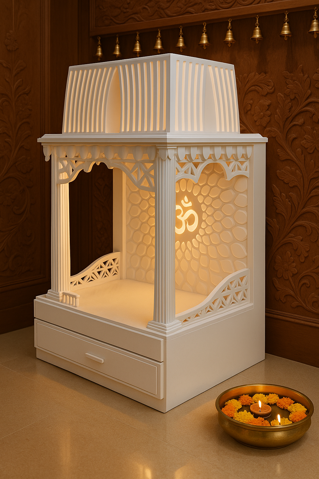 Buy Corian Mandir Online — Pan-India and Export Home Temple — Luxury Indian Home Interior — Satguru Creations