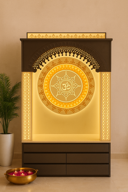 Corian Mandir for Home Andheri West — Mumbai Install — Luxury Indian Home Interior — Satguru Creations