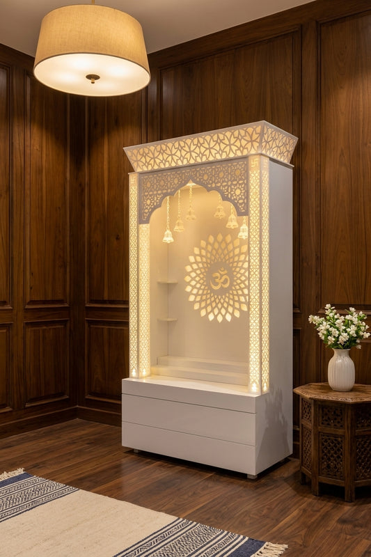 Corian Mandir for Home Online — Pan-India Delivery Temple — Luxury Indian Home Interior — Satguru Creations