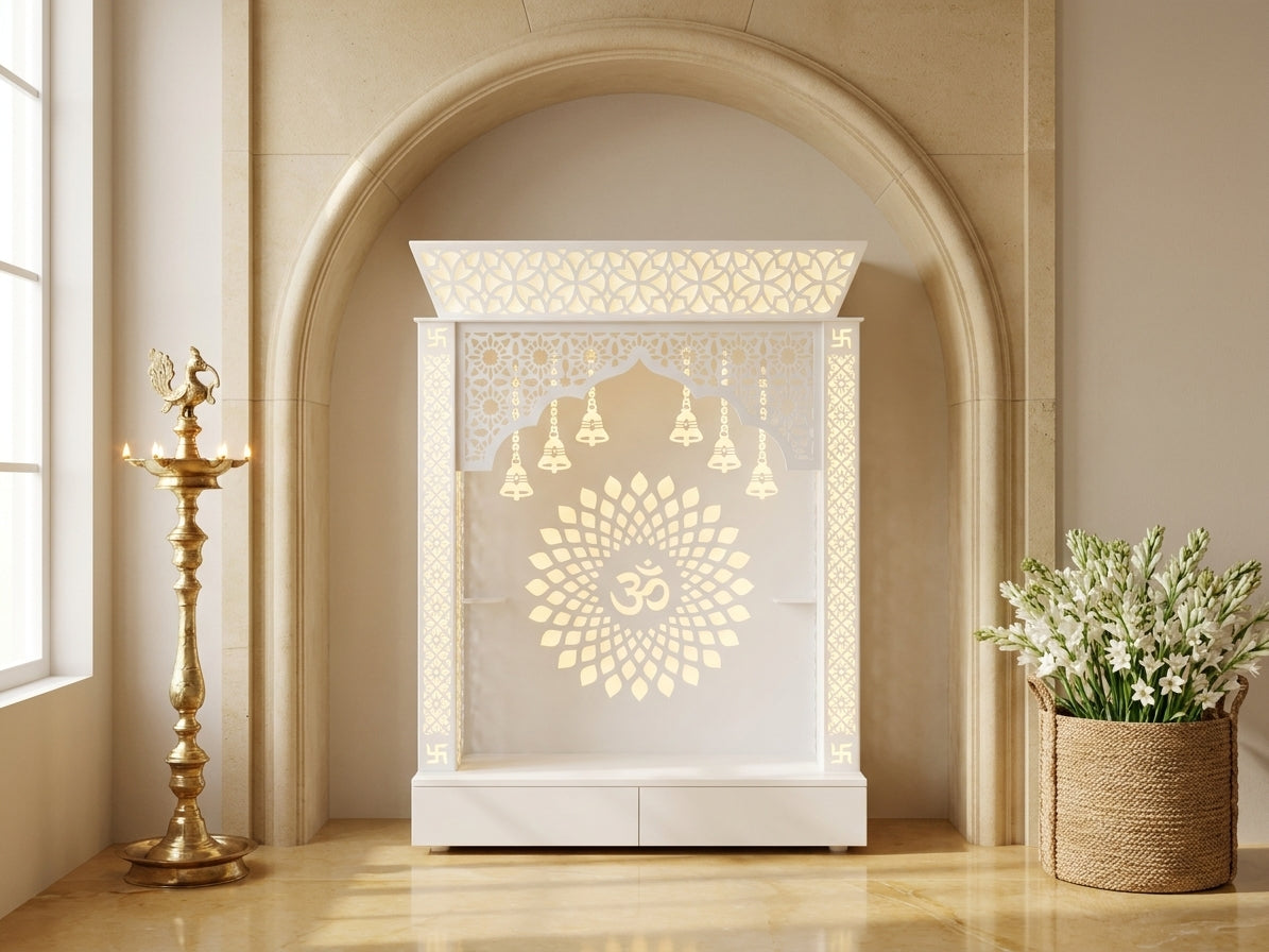 Corian Mandir for Home Online — Pan-India Delivery Temple — Luxury Indian Home Interior — Satguru Creations