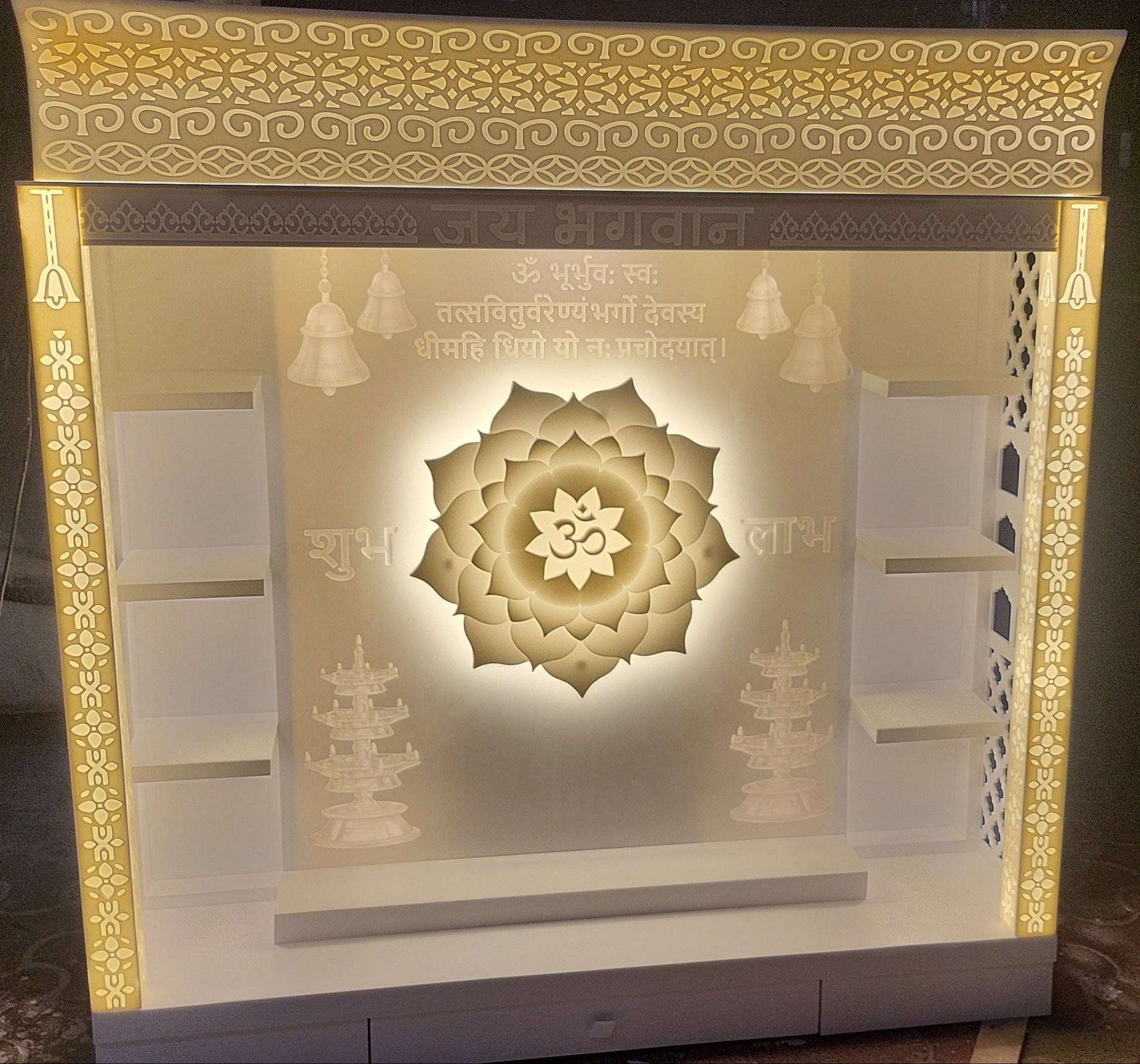 Corian Mandir full with backlit corian mandir mumbai