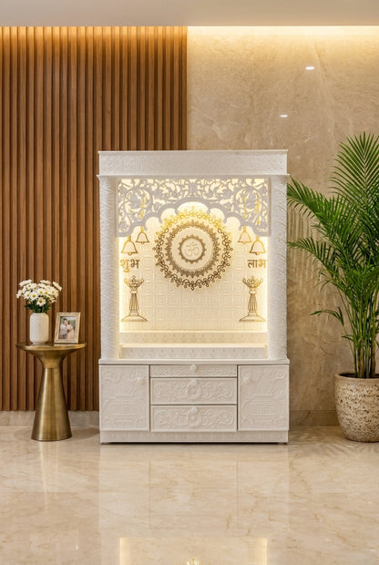 4-Layered Om 3D Corian Temple 2ft x 6ft Wall-Mount — Luxury Home Interior — Satguru Creations