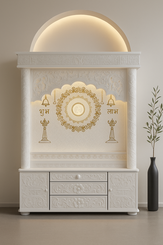 4-Layered Om 3D Corian Temple 2ft x 6ft Wall-Mount — Luxury Indian Home Interior — Satguru Creations