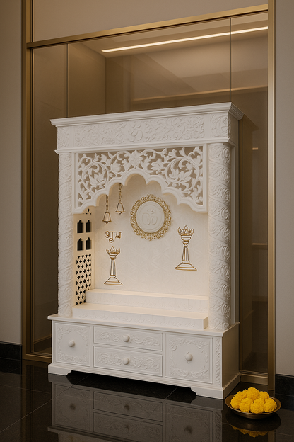 4-Layered Om 3D Corian Temple 2ft x 6ft Wall-Mount — Luxury Indian Home Interior — Satguru Creations