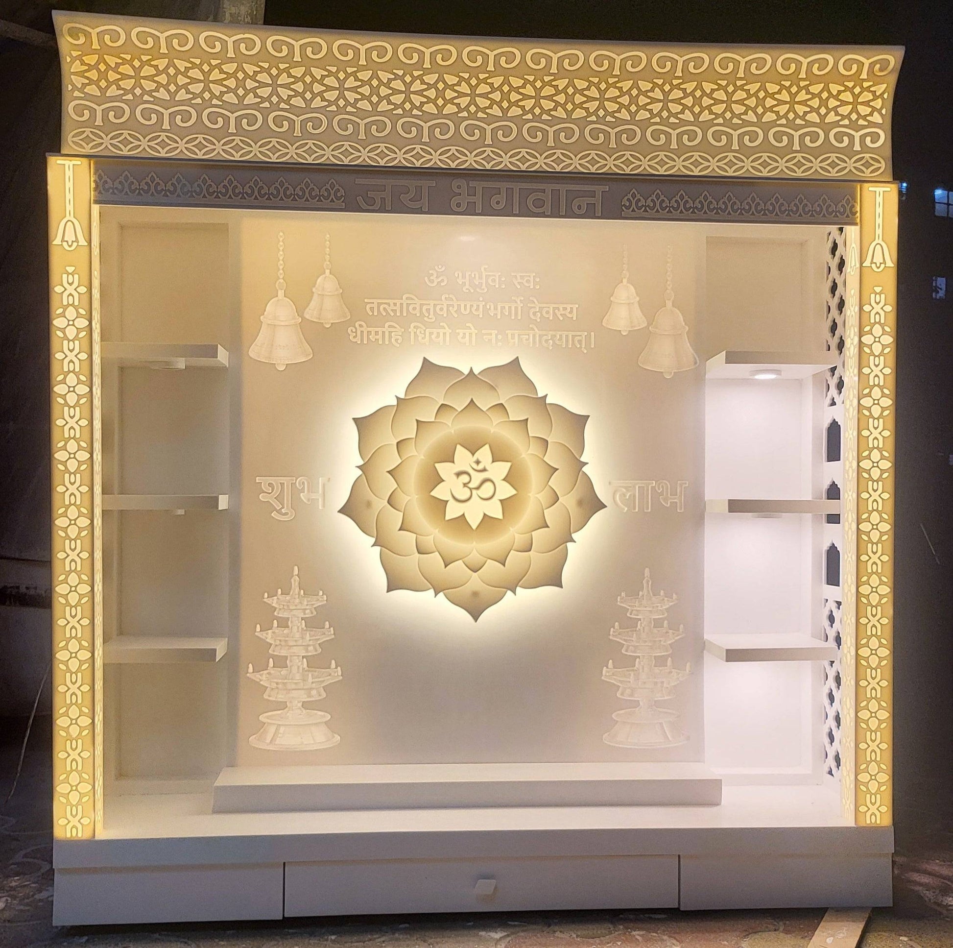Corian Mandir full with backlit corian mandir mumbai