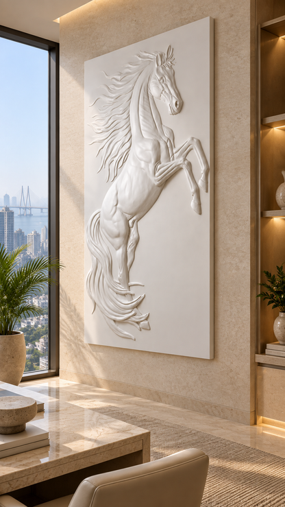 Windcrest Stallion Corian Wall Panel, left view in the BKC executive study