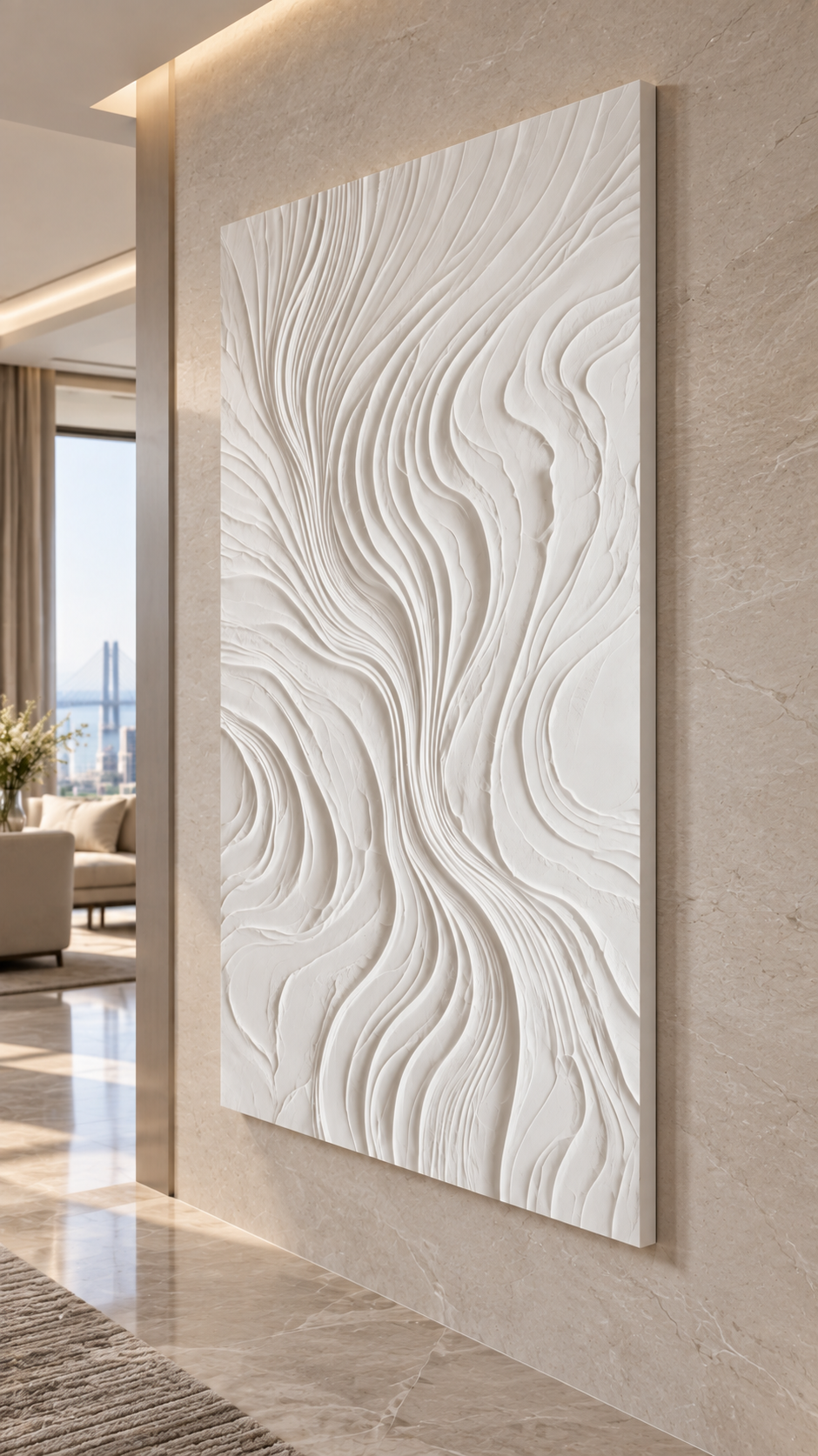 River Vein Drift Corian Wall Panel, left view in the Worli passage gallery
