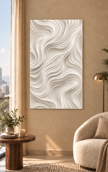Silken Double Current Corian wall panel, 2.5 x 4 ft, front view in a Worli reading corner