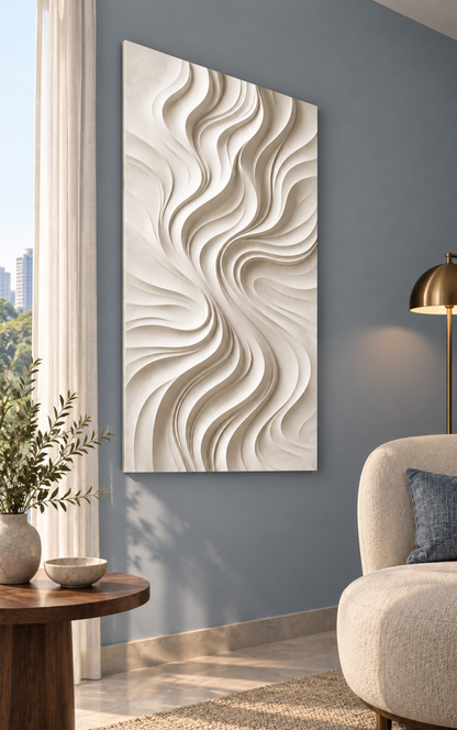 Tapered Flame Current Corian wall panel, 2.5 x 4 ft, left view in a Powai bedroom reading corner