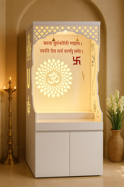 Elegant Acrylic Home Temple Design — Designer Pooja Unit — Luxury Indian Home Interior — Satguru Creations