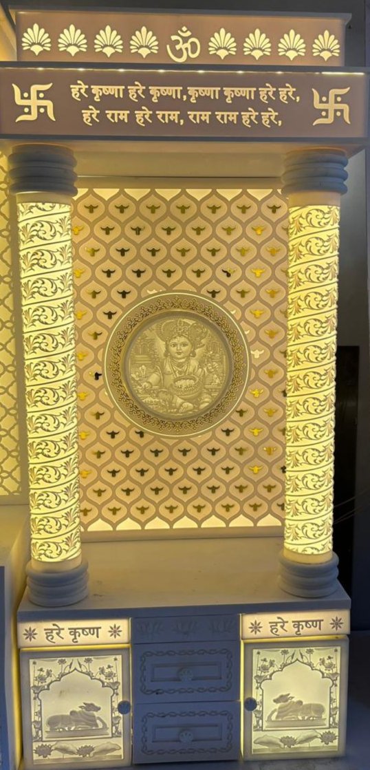 3d corian temple backlit Shree krishna Balgopal corian mandir mumbai