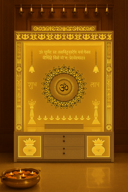 Exotic Designer Corian Temple for Home — Luxury Mandir — Luxury Indian Home Interior — Satguru Creations