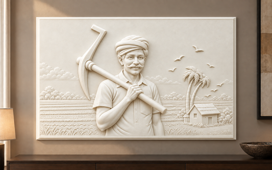 Farmer at the Fields Corian wall panel, 4 x 2.5 ft, front view in family lounge, 12–24 mm total depth