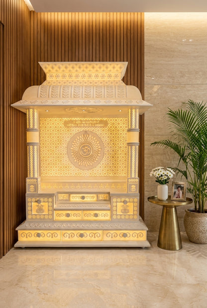 Traditional Dome Large Corian Temple Diamond Jali Pyramidal Base — Luxury Home Interior — Satguru Creations