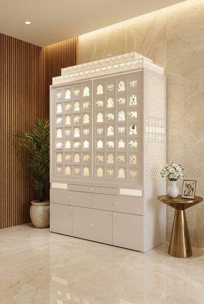Luxury Large Corian Temple Sliding Door Multi-Layer Jali — Luxury Home Interior — Satguru Creations