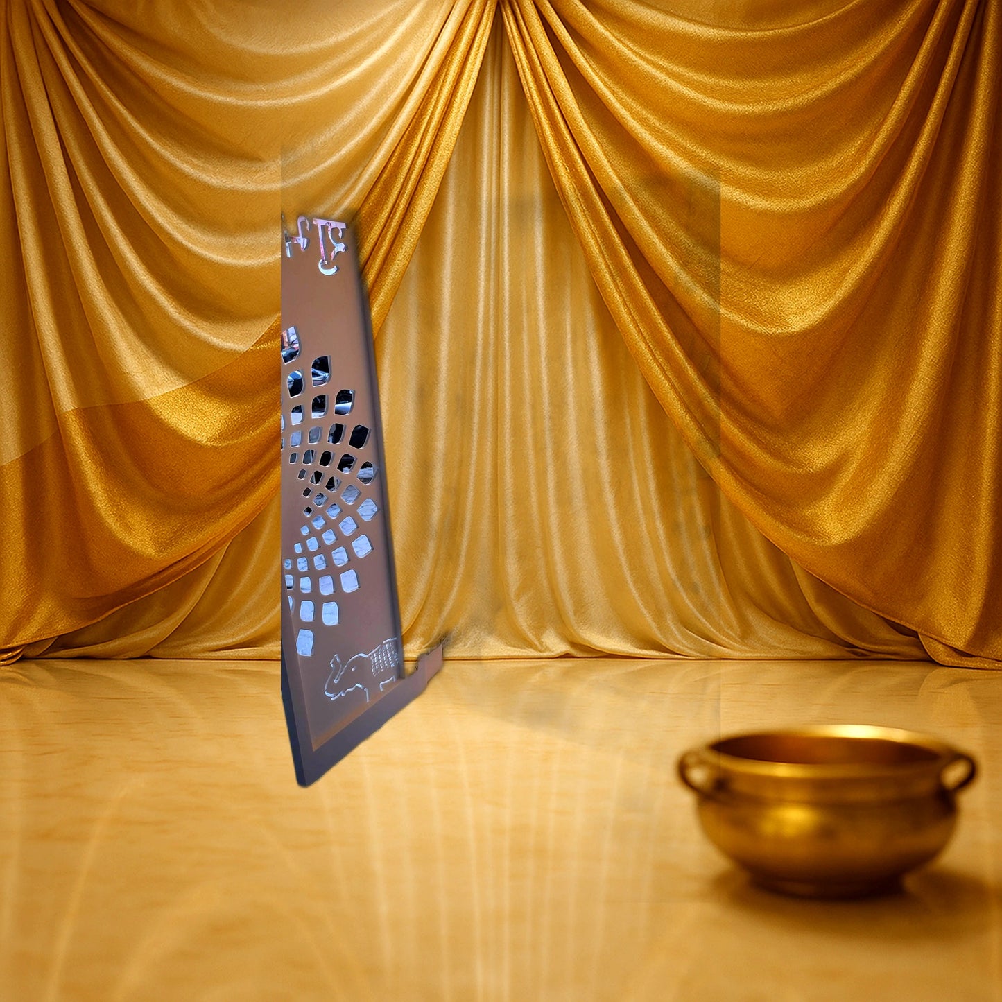 Corian Pooja Mandir for Home — Family Classic with Storage - Premium Corian Mandir - Solid Surface Temple - Satguru Creations