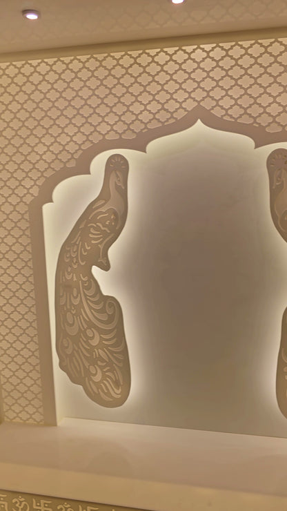 Diamond jali backlit fretwork close-up