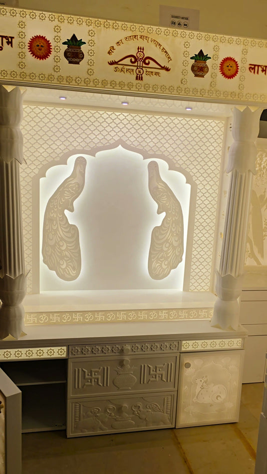 Traditional Corian pillars and peacock jali arch front elevation