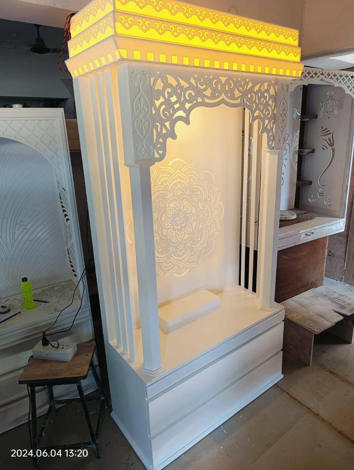 Corain Mandir for home Beautiful carving pattern corian mandir mumbai