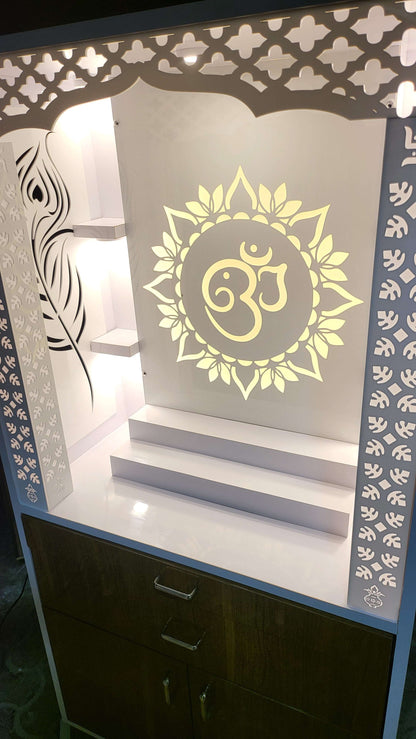 Acrylic Mandir Design Home temple size 4ft x 2.5ft x 1.5ft corian mandir mumbai
