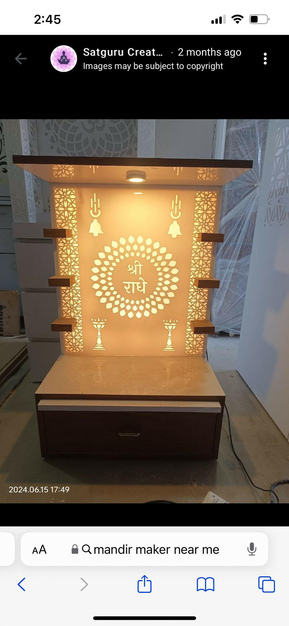 Acrylic Mandir wall mount Customisable corian mandir mumbai