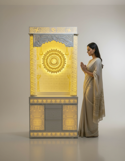 Luxury 3D Carved Corian Temple with 3d Pattern & Backlighting ( 6 ft x 2ft )