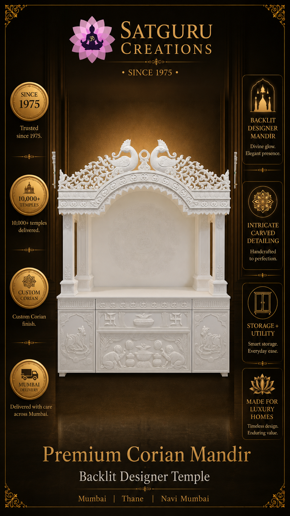 Traditional Pillar Carved Corian Mandir — Satguru Creations daily post