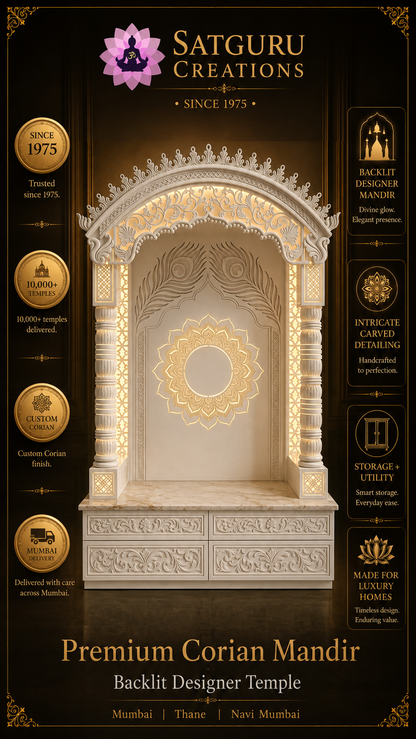 Luxury Arch Shaped Modern Round Pillar Corian Mandir: Satguru Creations daily post